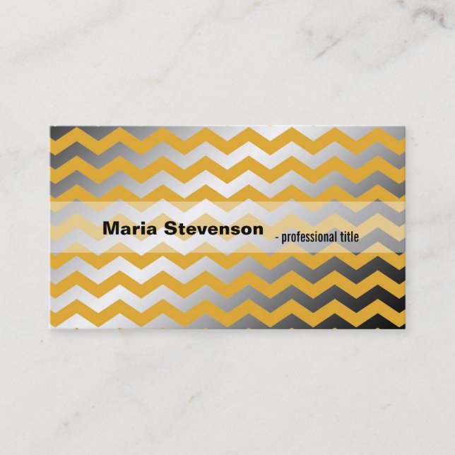 Modern gyllene och grått-chevron visitkort (Framsida)