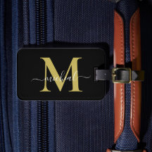 Modern gyllene och svart monogram skriptnamn