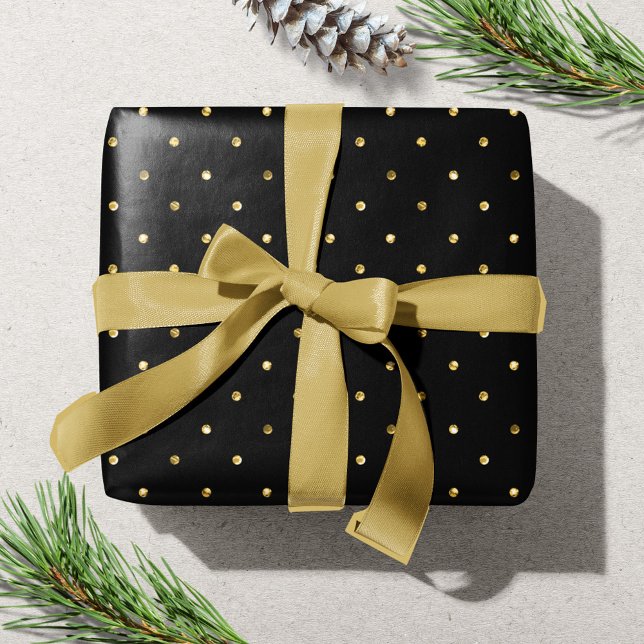 Modern gyllene prickmönster julfirande presentpapper (Modern gold dot pattern Christmas Holiday Wrapping Paper)
