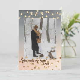 Modern gyllene stjärnor, fotokort för Helgdag Meddelande