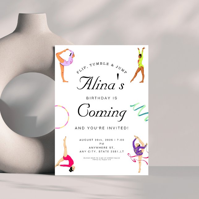 Modern GymnastikFödelsedagsfest Inbjudningar (Skapare uppladdad)