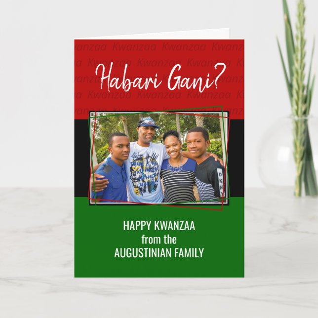 Modern HABARI GANI Photo Kwanzaa Helgkort (Framsida)