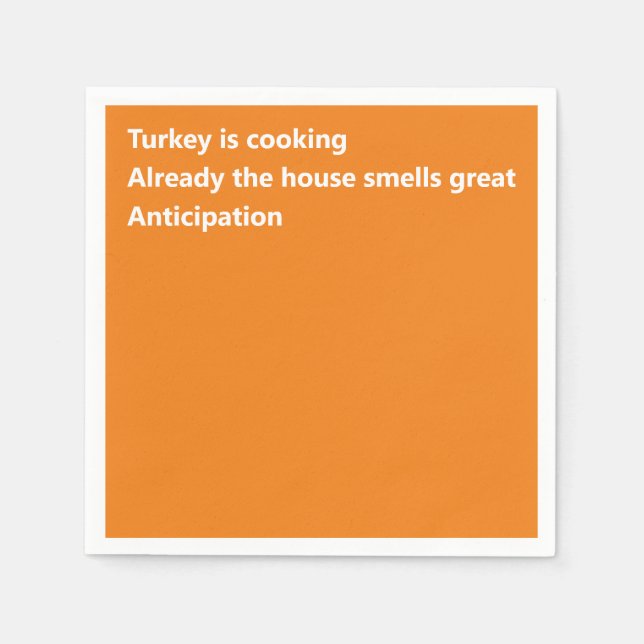 Modern Haiku Dikt Minimal Orange Thanksgiving Pappersservett (Framsidan)
