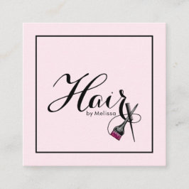 Modern Hair by Namn QR Code Social Media Rosa Fyrkantigt Visitkort