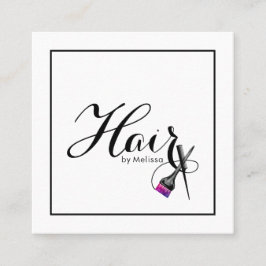 Modern Hair by Namn QR Code Social Media White Fyrkantigt Visitkort