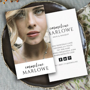 Modern Hair Makeup Artist Professionell Photo Visitkort