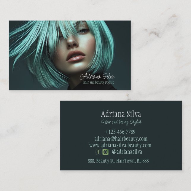 Modern Hair Salon Affärskort frisör Visitkort (Fram/baksida)