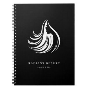 Modern Hair Salon Feminine Silhouette Logotyp Anteckningsbok