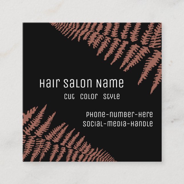 Modern Hair Salon | Mauve Ferns - Fyrkantigt Visitkort (Framsida)