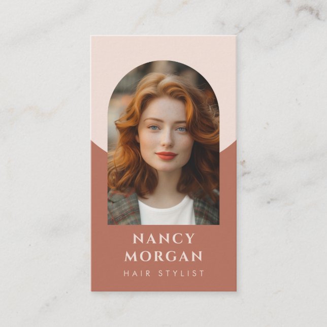 Modern Hair-stilist-bild QR-kod boho Visitkort (Framsida)