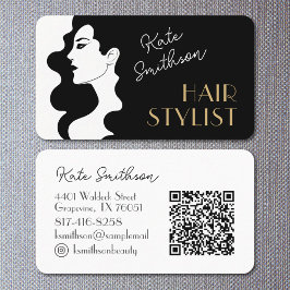 Modern Hair Stylist-Anpassningsbar QR-kod och Soci Visitkort