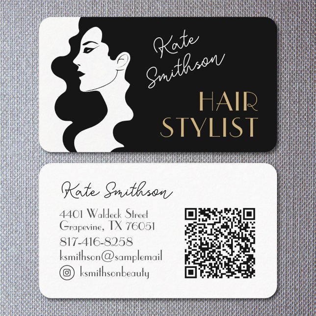 Modern Hair Stylist-Anpassningsbar QR-kod och Soci Visitkort (Skapare uppladdad)
