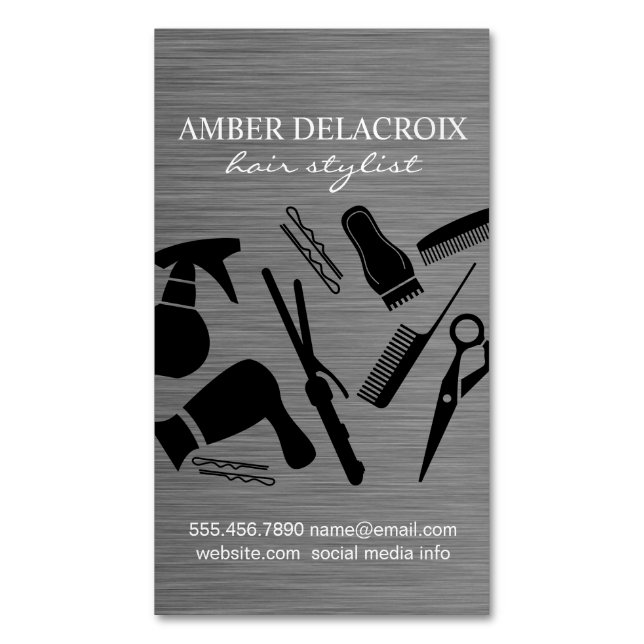 Modern Hair Stylist | Barber Magnetiska Visitkort (Framsida vertikal)
