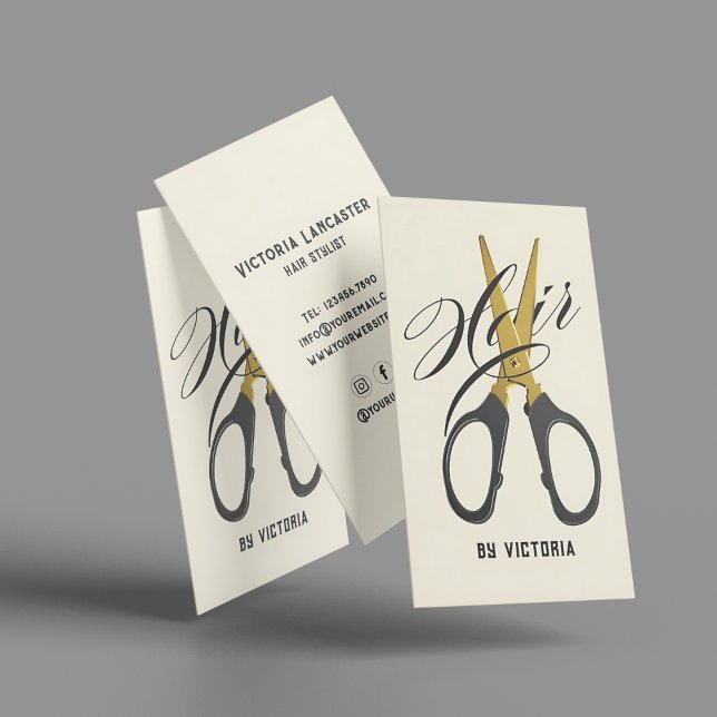 Modern Hair Stylist Gold Scissor  Visitkort (Skapare uppladdad)