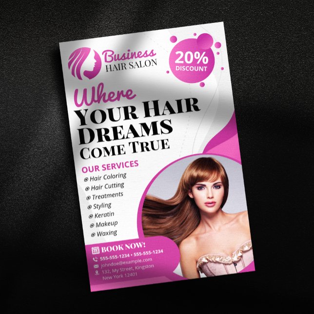 Modern Hair Stylist Makeup Artist Service Salon Flygblad (Skapare uppladdad)