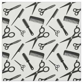 Modern Hair Stylist Mönster Black White Tyg