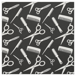 Modern Hair Stylist Mönster Black White Tyg