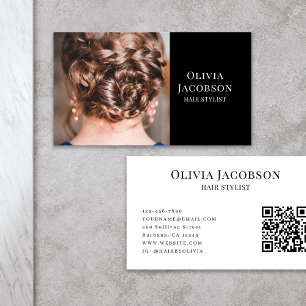 Modern Hair Stylist Photo QR-kod Visitkort
