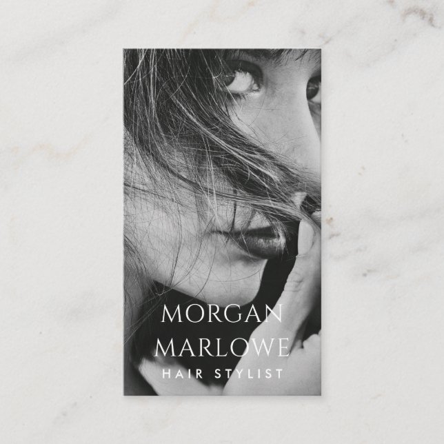 Modern Hair Stylist Professionell Photo Visitkort (Framsida)