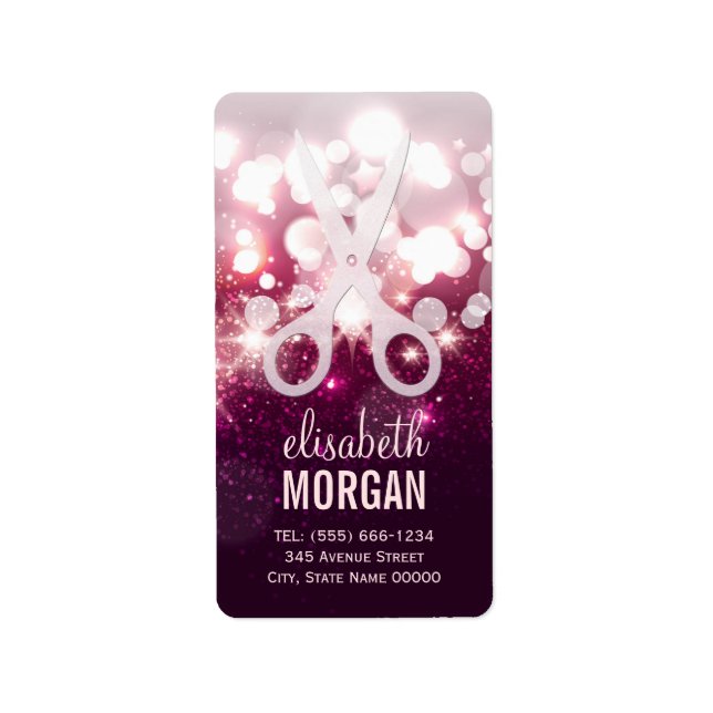 Modern Hair Stylist - Rosa Glitter Gnistra Adressetikett (Framsidan)