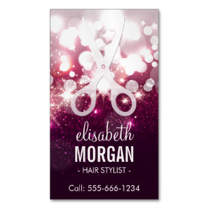 Modern Hair Stylist - Rosa Glitter Gnistra Visitkortmagnet