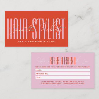 Modern hair stylist script typography customer  rabattkort