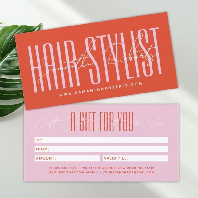 Modern hair stylist script typography gift card (Skapare uppladdad)