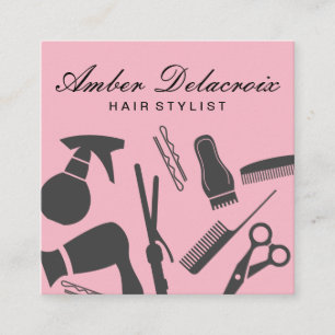 Modern Hair Stylist Verktyg Fyrkantigt Visitkort