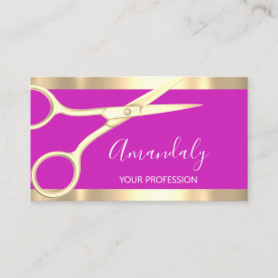 Modern Hairdresser Coiffeur Scissors Bright Rosa Visitkort