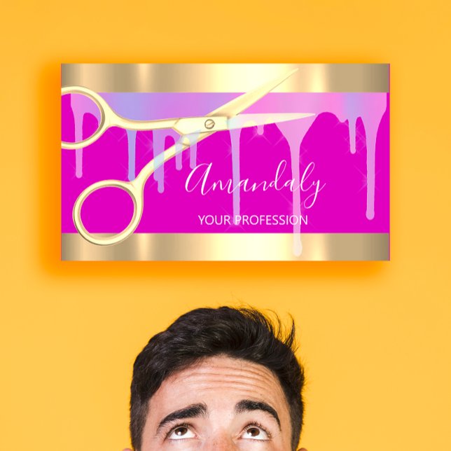 Modern Hairdresser Coiffeur Scissors Rosa Guld Visitkort (Modern Hairdresser Coiffeur Scissors Pink Gold Business Card)