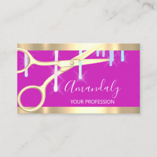 Modern Hairdresser Coiffeur Sissors Dricker Rosa Visitkort