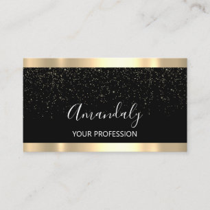 Modern Hairdresser Golden Confetti Black Visitkort