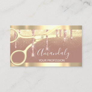 Modern Hairdresser Scissor Ro Guld-konfetti Visitkort