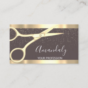 Modern Hairdresser Scissors Guld Confetti-Smala Visitkort