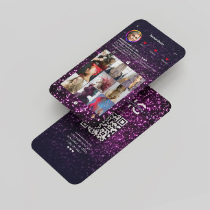 Modern Hairstylist Instagram Glitter Rosa Visitkort