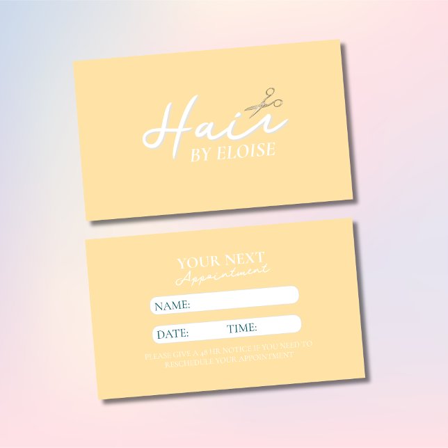 Modern Hairstylist-Professionell med minimalistisk Tidsbeställning Kort (Remind your most important customers of their next appointment with this minimalist script card. )