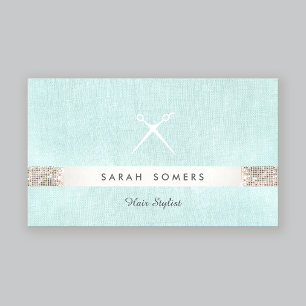Modern Hairstylist Sissors Logotyp Sequin Turcos Visitkort
