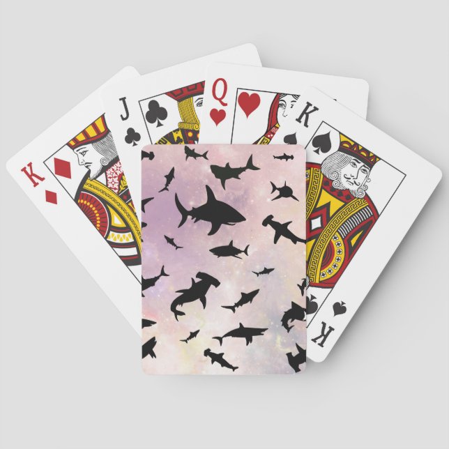 Modern hajfisk, käk val under havets galaxi casinokort (Baksidan)