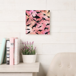 Modern hajfisk, käk val under havets galaxi fyrkantig klocka