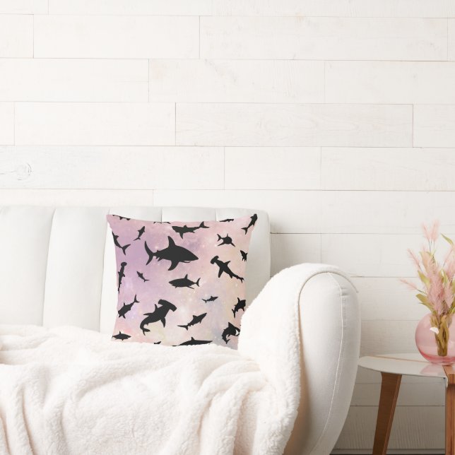 Modern hajfisk, käk val under havets galaxi kudde (Soffa)