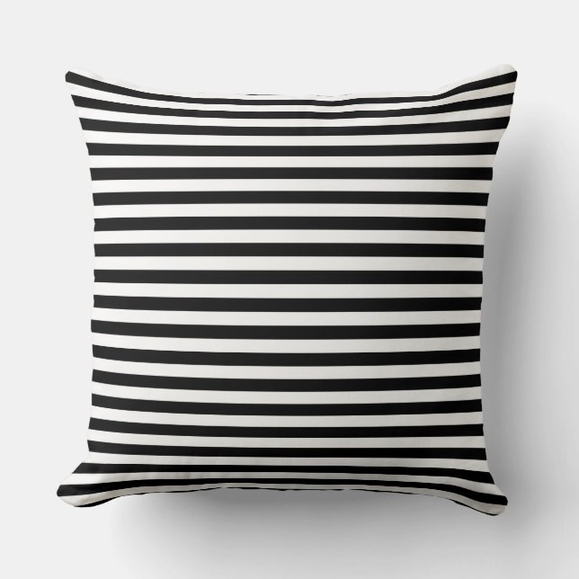 Modern Half-Inch Black & White Stripe Pattern Kudde (Framsida)