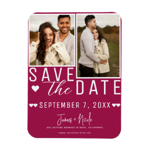 Modern Hallon Save the Date 2 Foto Bröllop Magnet