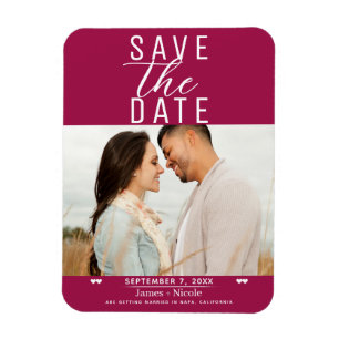 Modern Hallon Save the Date Bröllopsfoto Magnet