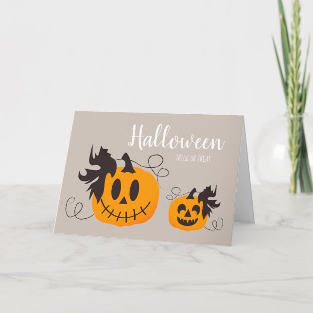 Modern Halloween Bus eller godis Cute Pumpkins Kort (Framsida)