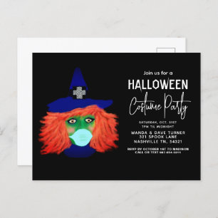 Modern Halloween Costume Party Witch Theme Vuxnas Vykort