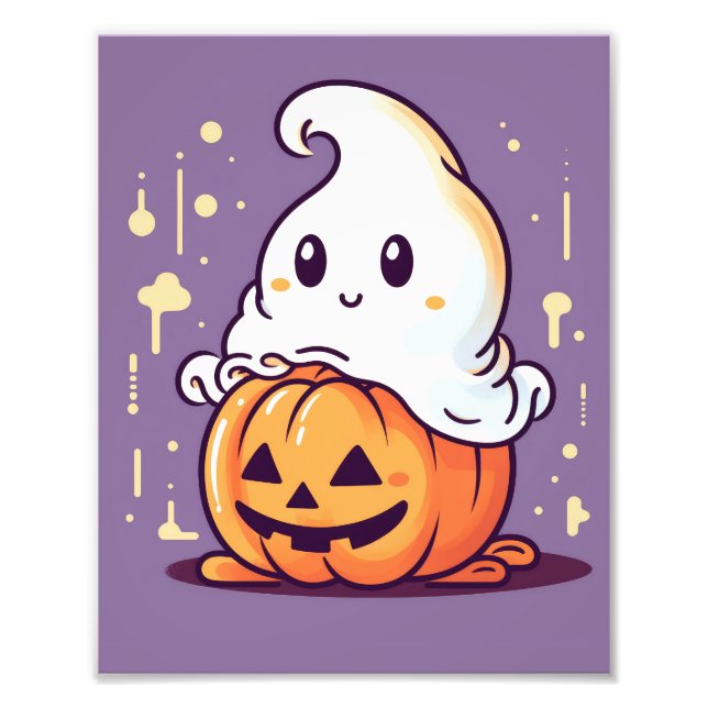 Modern Halloween Cute Ghost Fototryck (Framsidan)
