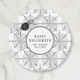 Modern Halloween Dekoration Black White Spindelnät Gåvor Etiketter