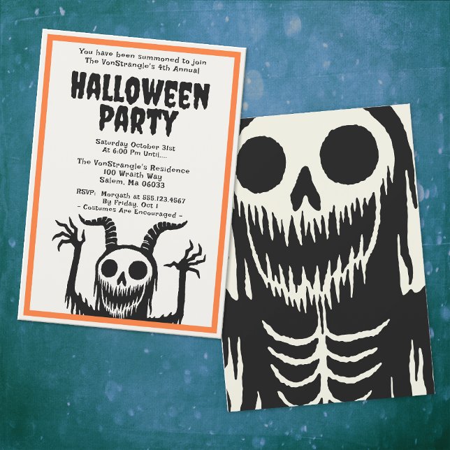 Modern Halloween fest Djävulen Skull Inbjudningar (Skapare uppladdad)
