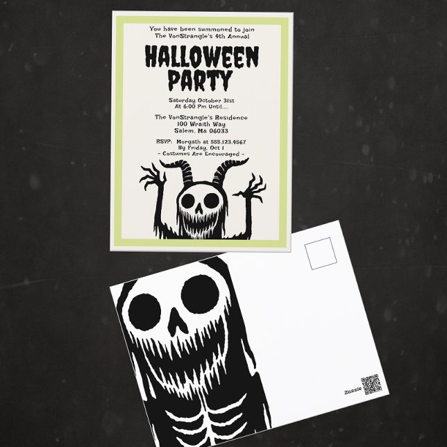 Modern Halloween fest Djävulen Skull Vykort (Skapare uppladdad)