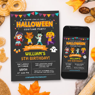 Modern Halloween Kids Costume Party-inbjudan Inbjudningar